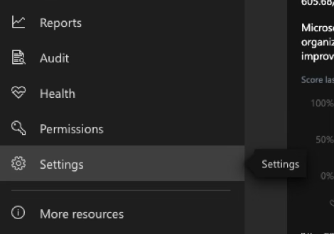 A navigation bar is shown and a "Settings" value is highlighted.