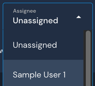 The Assignee dropdown menu is expanded and there is an option labeled "Unassigned."