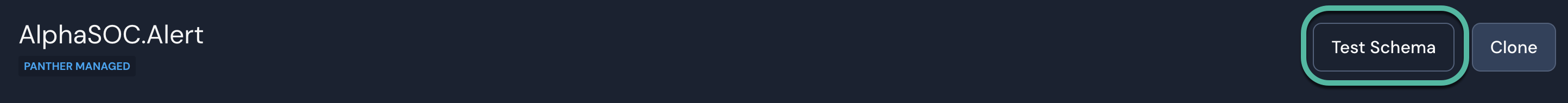 A schema's name is shown. To its right are two buttons: Test Schema and Clone.