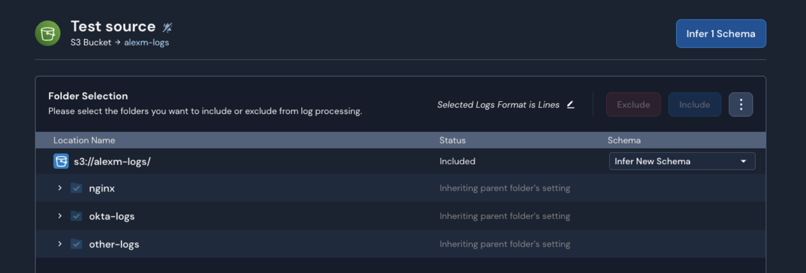 The folder inspection view in the Panther Console